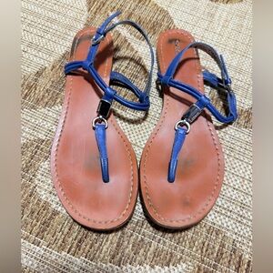 COACH Charleen t-strap sandal flip flop sz 9.5
Blue leather with silver accents